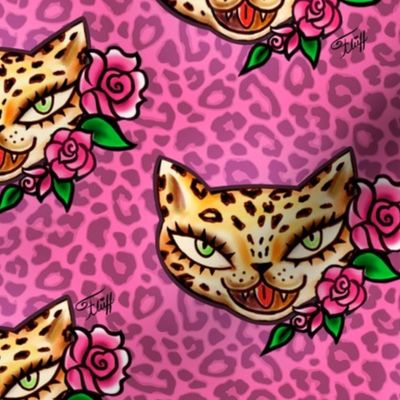 Medium-Leopard Kitty Tattoo Flash