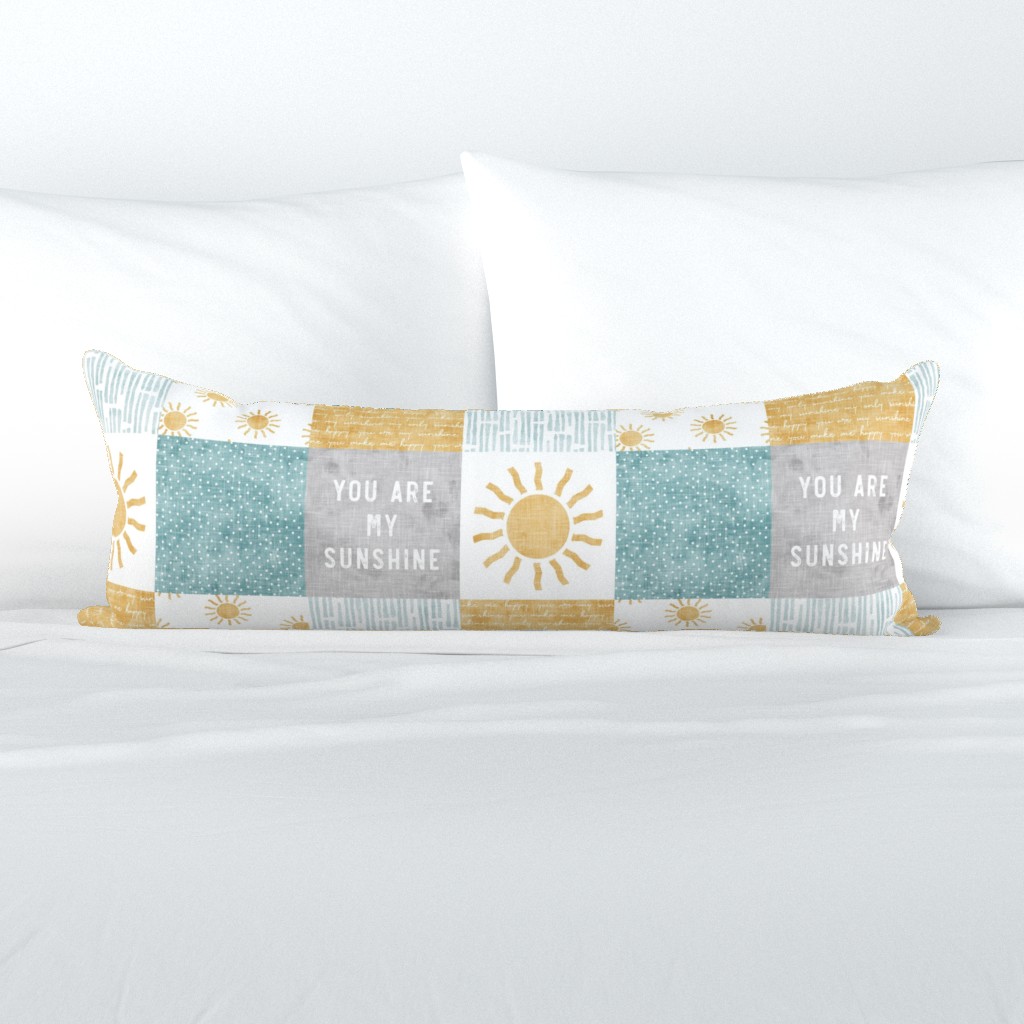 You are my sunshine wholecloth - suns patchwork -  grey, blue, and gold - LAD20