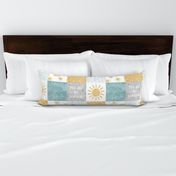 You are my sunshine wholecloth - suns patchwork -  grey, blue, and gold - LAD20