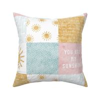 You are my sunshine wholecloth - suns patchwork - pink and gold - LAD20