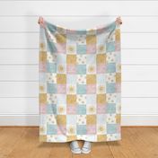 You are my sunshine wholecloth - suns patchwork - pink and gold - LAD20