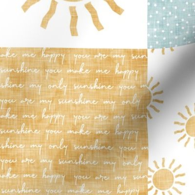 You are my sunshine wholecloth - suns patchwork - pink and gold - LAD20