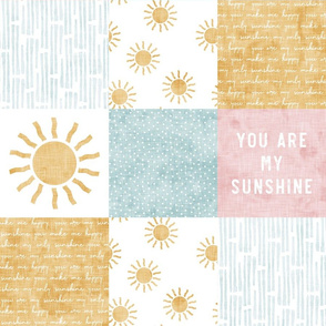 You are my sunshine wholecloth - suns patchwork - pink and gold - LAD20