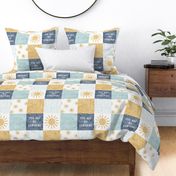 You are my sunshine wholecloth - suns patchwork -  blue and gold - LAD20