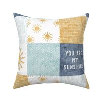 You are my sunshine wholecloth - suns patchwork -  blue and gold - LAD20