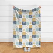 You are my sunshine wholecloth - suns patchwork -  blue and gold - LAD20