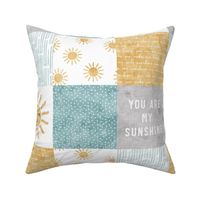 You are my sunshine wholecloth - suns patchwork -  face - grey, blue, and gold  - LAD20
