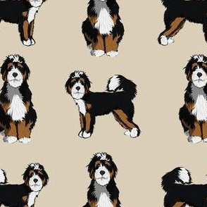 bernedoodle dog fabric - doodle dog, doodle dog fabric, dog fabric - tan
