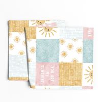 You are my sunshine wholecloth - suns patchwork - face - pink and gold - LAD20