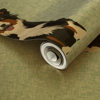 tricolored border collie fabric - dog fabric, pet fabric, tricoloured dog, dog design - blue