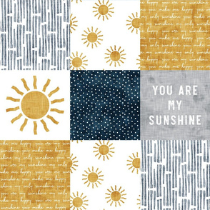 You are my sunshine wholecloth - suns patchwork -  dark blue and grey - LAD20