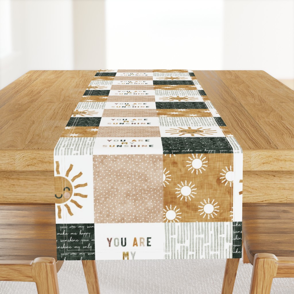 You are my sunshine wholecloth - multi - suns patchwork - face - dusty pink, green, gold  - LAD20