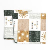 You are my sunshine wholecloth - multi - suns patchwork - face - dusty pink, green, gold  - LAD20