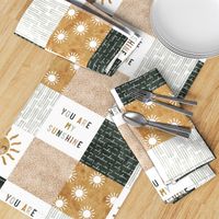 You are my sunshine wholecloth - multi - suns patchwork - face - dusty pink, green, gold  - LAD20