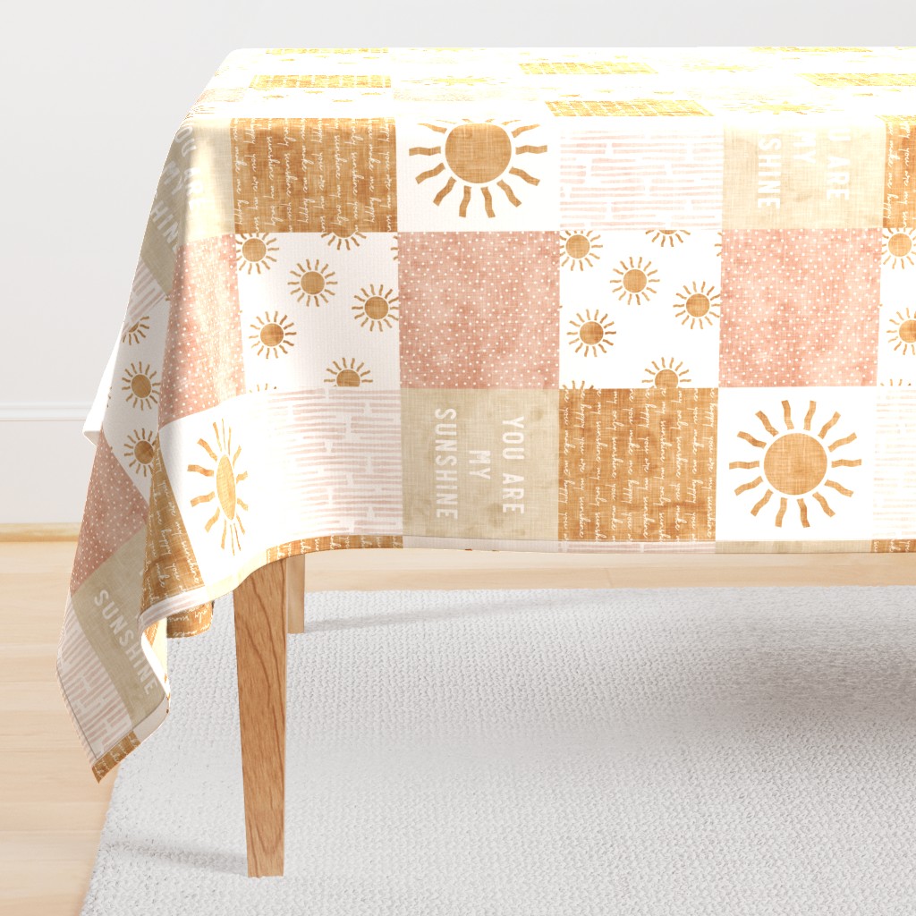 You are my sunshine wholecloth - suns patchwork - pink and tan - LAD20