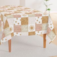 You are my sunshine wholecloth - suns patchwork - pink and tan - LAD20