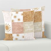 You are my sunshine wholecloth - suns patchwork - pink and tan - LAD20