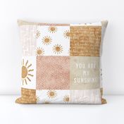 You are my sunshine wholecloth - suns patchwork - pink and tan - LAD20