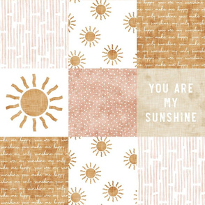 You are my sunshine wholecloth - suns patchwork - pink and tan - LAD20