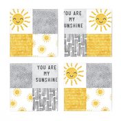 You are my sunshine wholecloth - sun patchwork - face - yellow and grey - LAD20