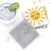 You are my sunshine wholecloth - sun patchwork - face - yellow and grey - LAD20