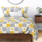 You are my sunshine wholecloth - sun patchwork - face - yellow and grey - LAD20