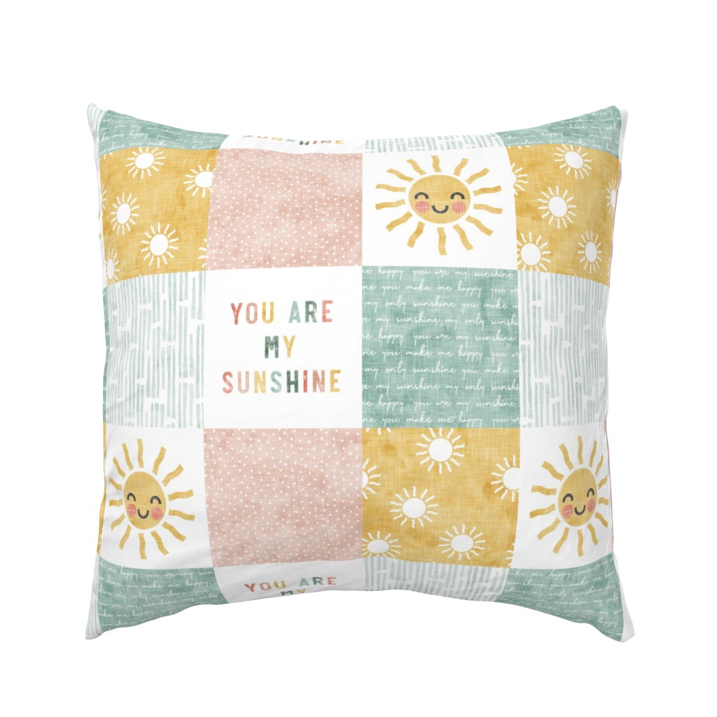 You are my sunshine wholecloth - multi - suns patchwork - face -  pink, teal, gold  - LAD20