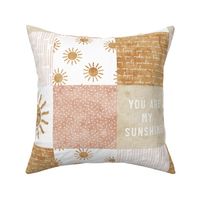 You are my sunshine wholecloth - suns patchwork - face - pink and tan - LAD20