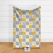 You are my sunshine wholecloth - sun patchwork - yellow and grey - LAD20