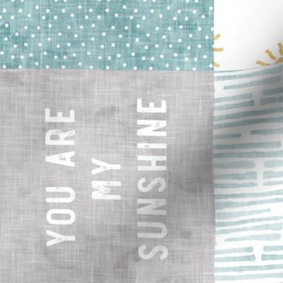 You are my sunshine wholecloth - suns patchwork -  grey, blue, and gold (90) - LAD20