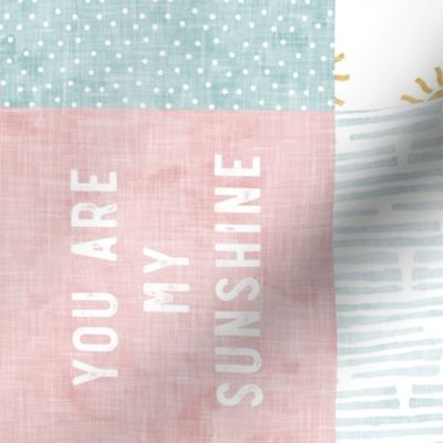 You are my sunshine wholecloth - suns patchwork - pink and gold (90) - LAD20