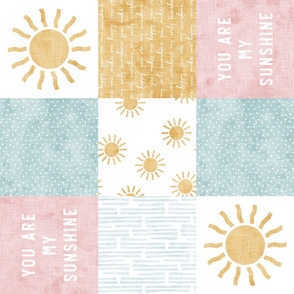 You are my sunshine wholecloth - suns patchwork - pink and gold (90) - LAD20