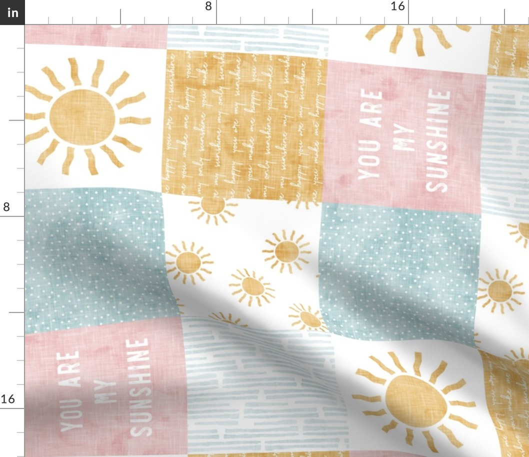 You are my sunshine wholecloth - suns patchwork - pink and gold (90) - LAD20