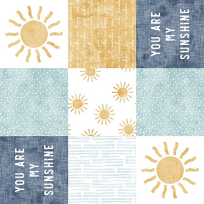 You are my sunshine wholecloth - suns patchwork -  blue and gold (90) - LAD20