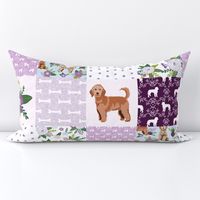 golden doodle cheater quilt - dog quilt, dog cheater quilt - purple floral