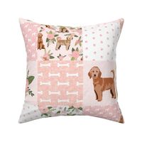 golden doodle cheater quilt - dog quilt, dog cheater quilt -peach floral