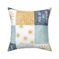 You are my sunshine wholecloth - suns patchwork - face - blue and gold (90) - LAD20
