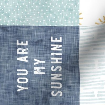 You are my sunshine wholecloth - suns patchwork - face - blue and gold (90) - LAD20