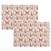 golden doodle floral fabric - dog fabric, dog florals - peach