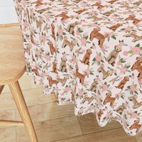 golden doodle floral fabric - dog fabric, dog florals - peach