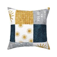 You are my sunshine wholecloth - suns patchwork - dark blue and grey - LAD20