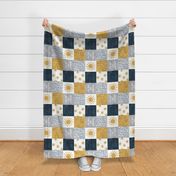 You are my sunshine wholecloth - suns patchwork - dark blue and grey - LAD20