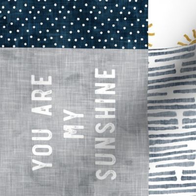 You are my sunshine wholecloth - suns patchwork - dark blue and grey - LAD20