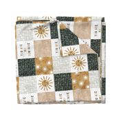 You are my sunshine wholecloth - multi - suns patchwork - face - dusty pink, green, gold (90) - LAD20