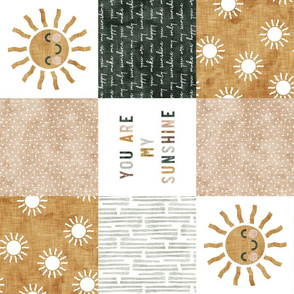 You are my sunshine wholecloth - multi - suns patchwork - face - dusty pink, green, gold (90) - LAD20