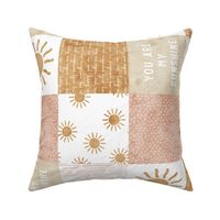 You are my sunshine wholecloth - suns patchwork - pink and tan (90) - LAD20