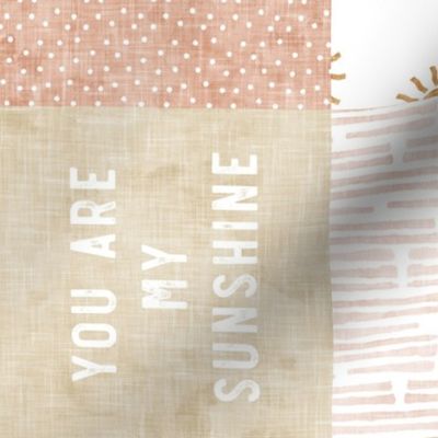 You are my sunshine wholecloth - suns patchwork - pink and tan (90) - LAD20