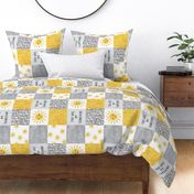 You are my sunshine wholecloth - sun patchwork - face - yellow and grey  (90) - LAD20