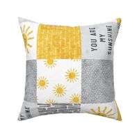 You are my sunshine wholecloth - sun patchwork - face - yellow and grey  (90) - LAD20