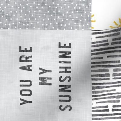 You are my sunshine wholecloth - sun patchwork - face - yellow and grey  (90) - LAD20